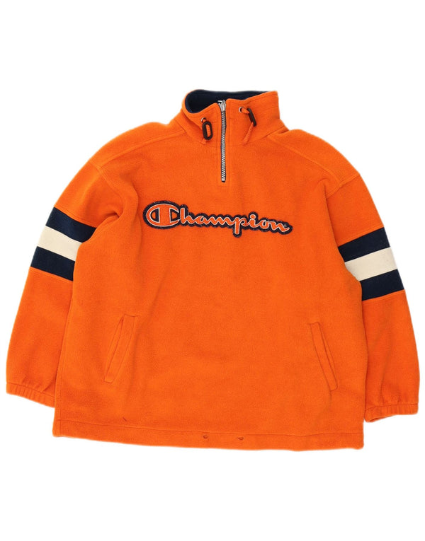 Champion Fleece-Pullover mit Grafik für Jungen, 7–8 Jahre, Größe S, Orange, Farbblock