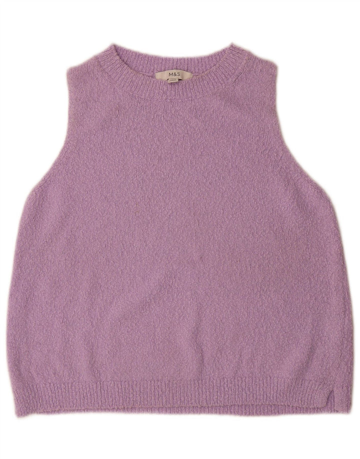 Marks & Spencer Damen Weste Tank Top UK 14 Medium Lila Baumwolle