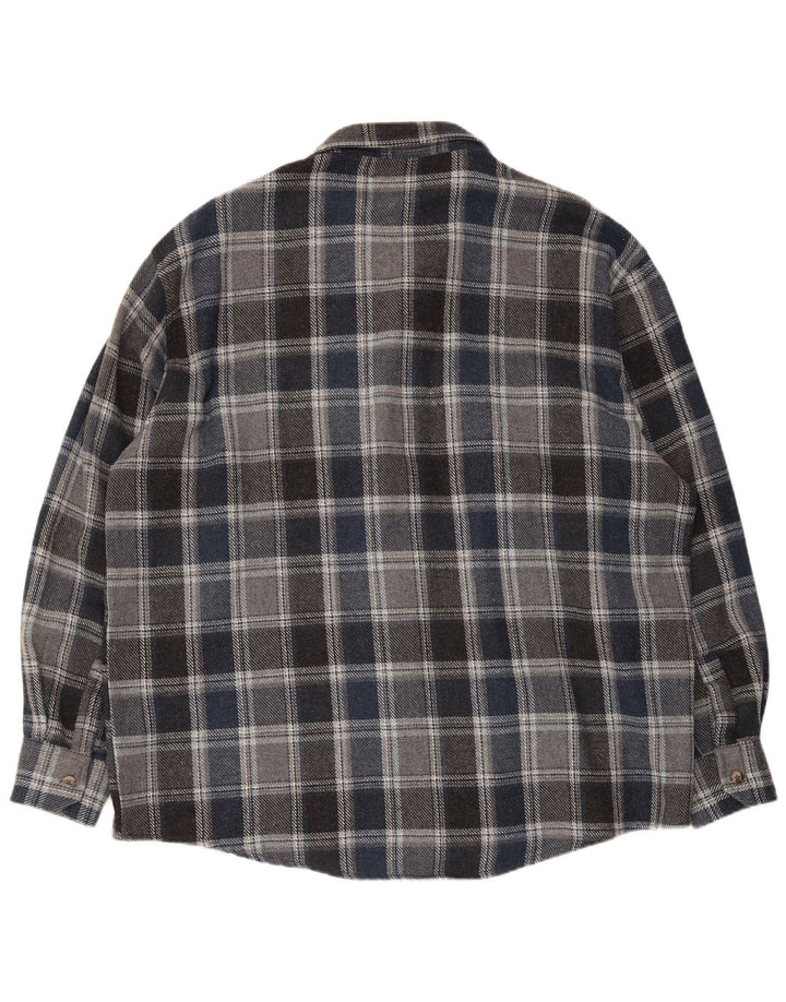 European Project Herren-Overshirt-Hemd 2XL, marineblau, kariert, Wolle