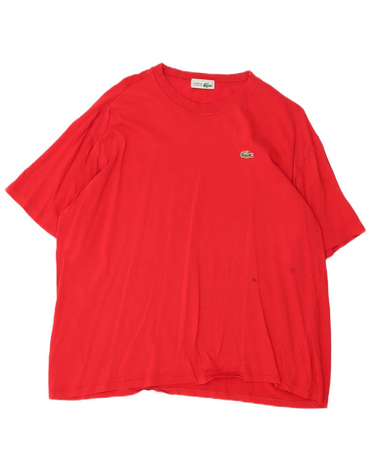 LACOSTE Herren T-Shirt Top Größe 7 2XL Rote Baumwolle