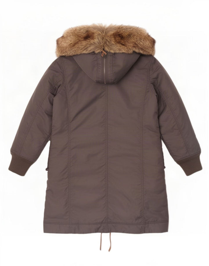 Diesel Womens Hooded Wattierter Mantel UK 14 Mittelgraues Nylon