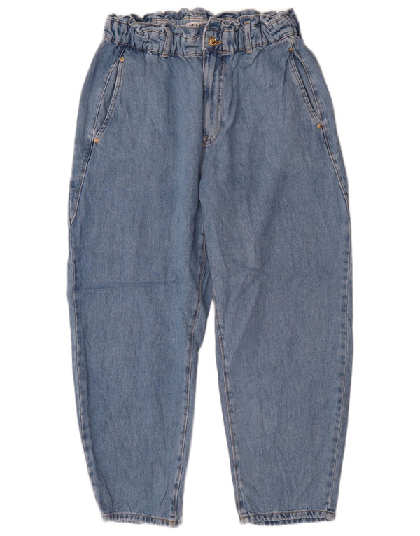 Zara Damen Crop High Rise Tapered Jeans EU 42 Large W34 L25 Blau
