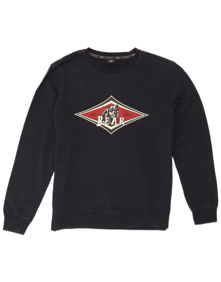 Bear Herren-Sweatshirt mit Grafik, mittelgroß, marineblau, Baumwolle
