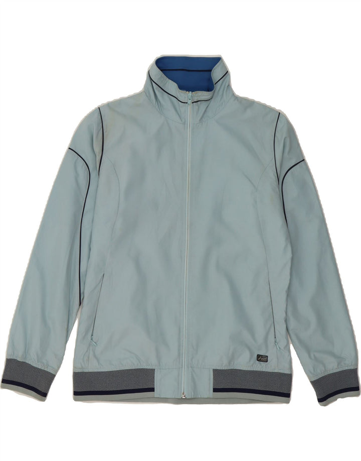 ASICS Womens Tracksuit Top Jacket UK 14 Medium Blue Colourblock Polyester Vintage Asics and Second-Hand Asics from Messina Hembry 