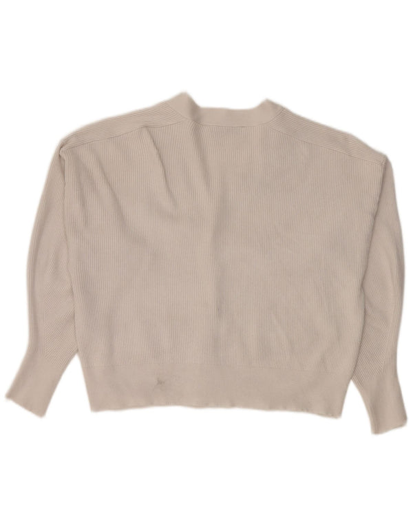 Zara Damen Crop Cardigan Pullover UK 14 Mittelweiß