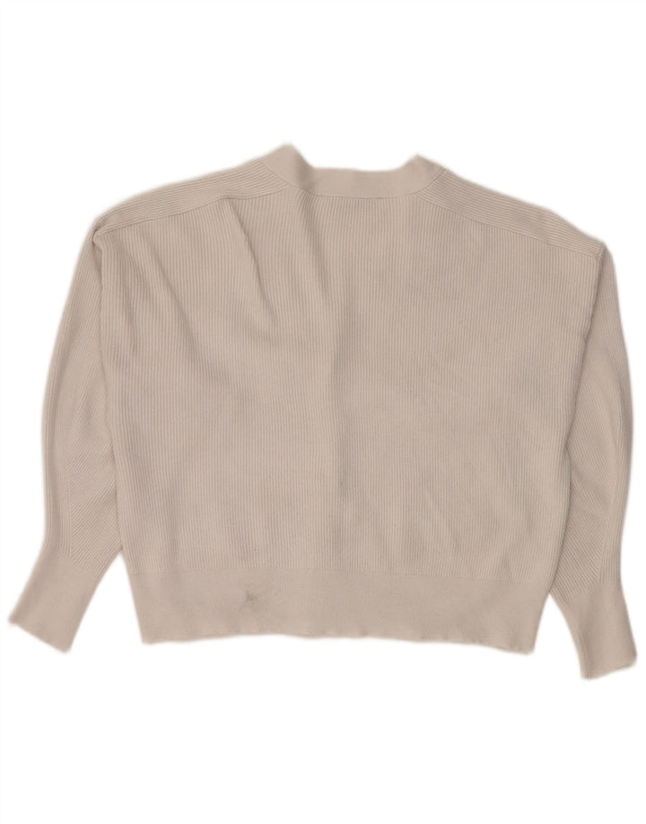 Zara Damen Crop Cardigan Pullover UK 14 Mittelweiß