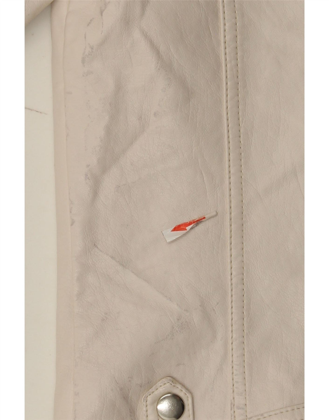 Topshop Damen-Bikerjacke aus Kunstleder, UK 8, Größe S, gebrochenes Weiß, Polyurethan