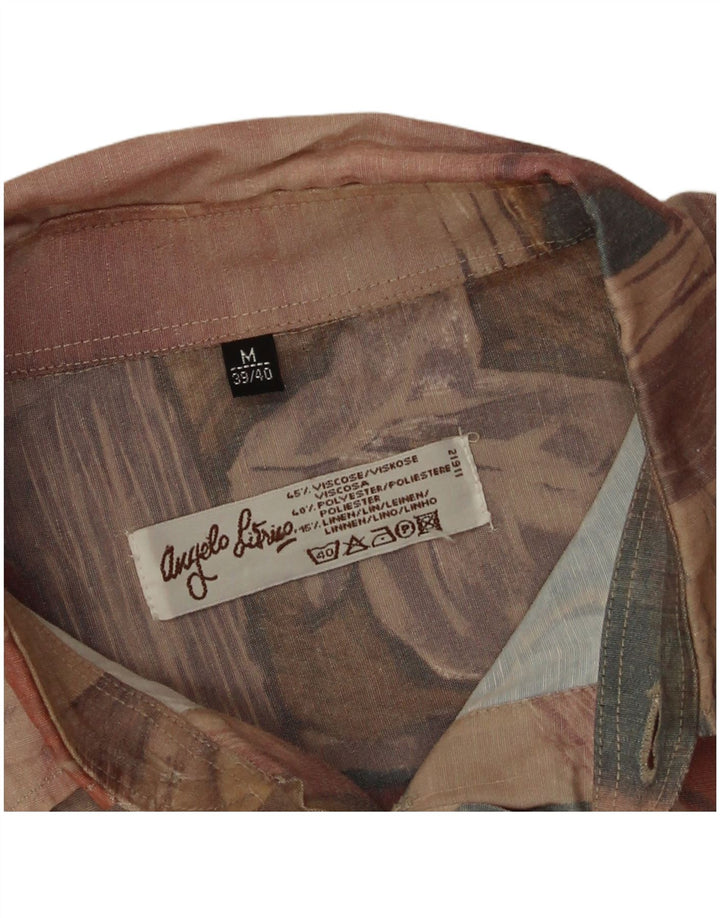 Angelo Litrico Herrenhemd Größe 38/40 Mittelbraune Patchwork-Viskose