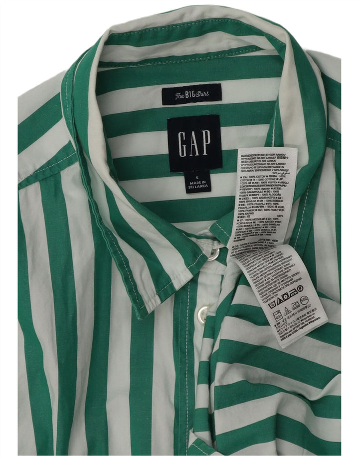 Gap Womens Big Shirt UK 10 Small grün gestreift Baumwolle