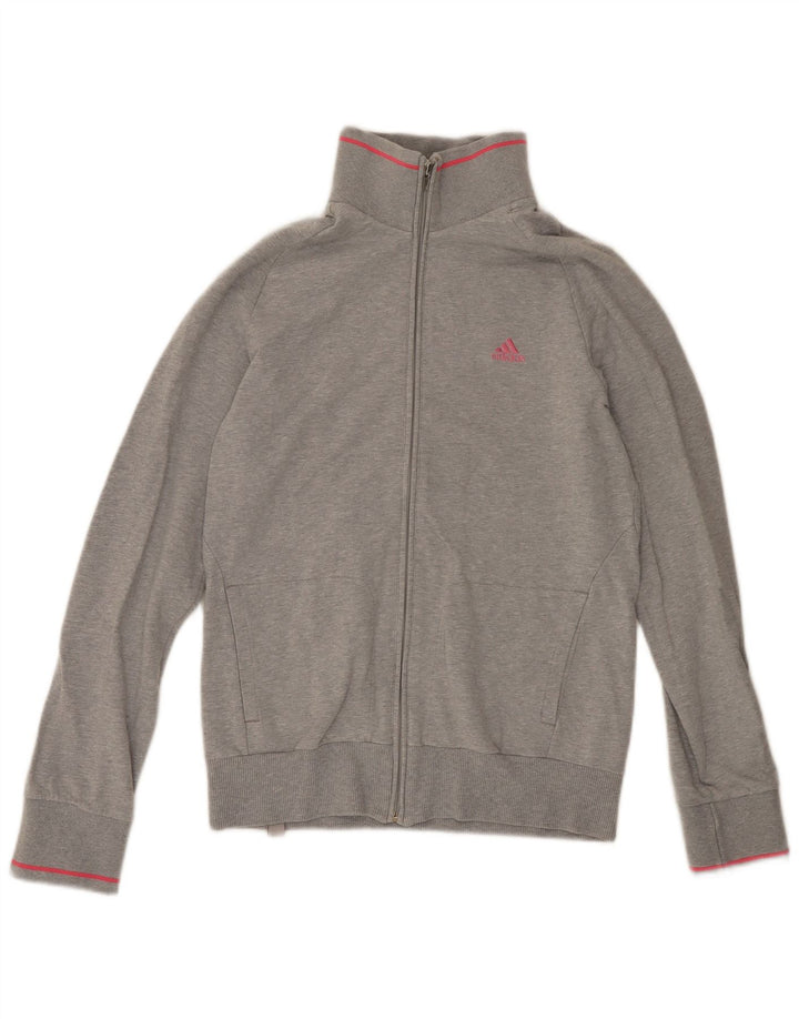 Adidas Damen Trainingsanzug Top Jacke UK 10 Small Grau Baumwolle