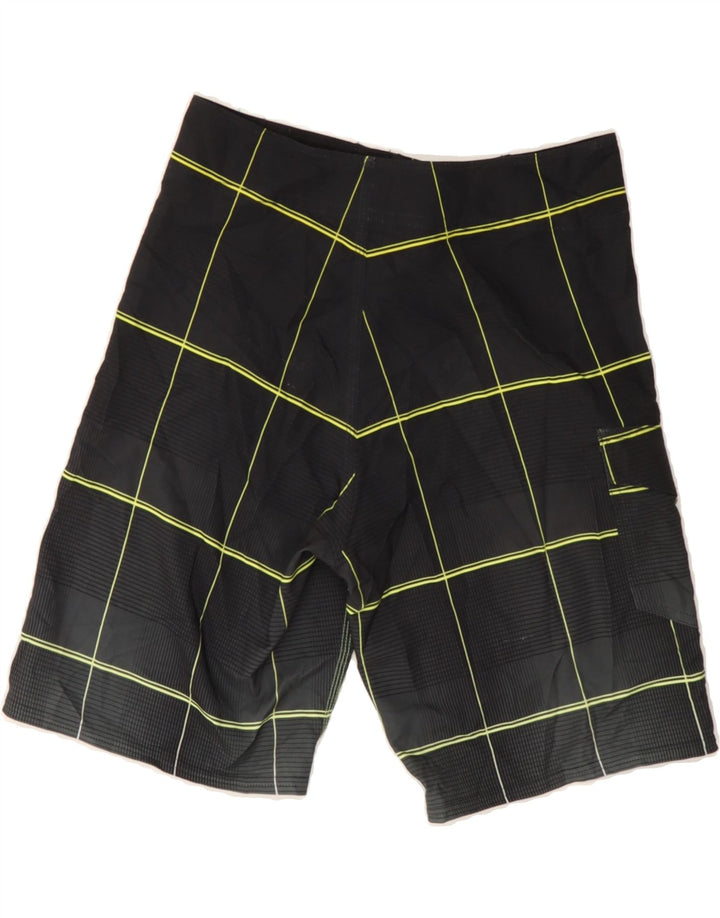 BILLABONG Boys Swimming Shorts 11-12 Years W26  Black Check Polyester Vintage Billabong and Second-Hand Billabong from Messina Hembry 