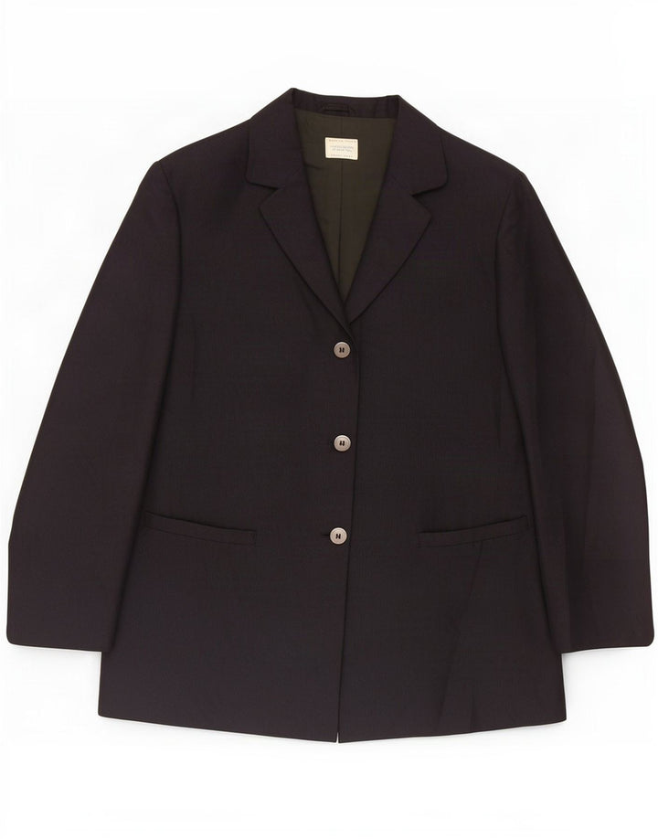 Benetton Damen-Blazer mit 3 Knöpfen, IT 42, mittlere schwarze Viskose
