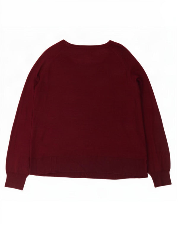 Zara Damen-Pullover mit U-Boot-Ausschnitt, UK 14, mittlere bordeauxrote Viskose