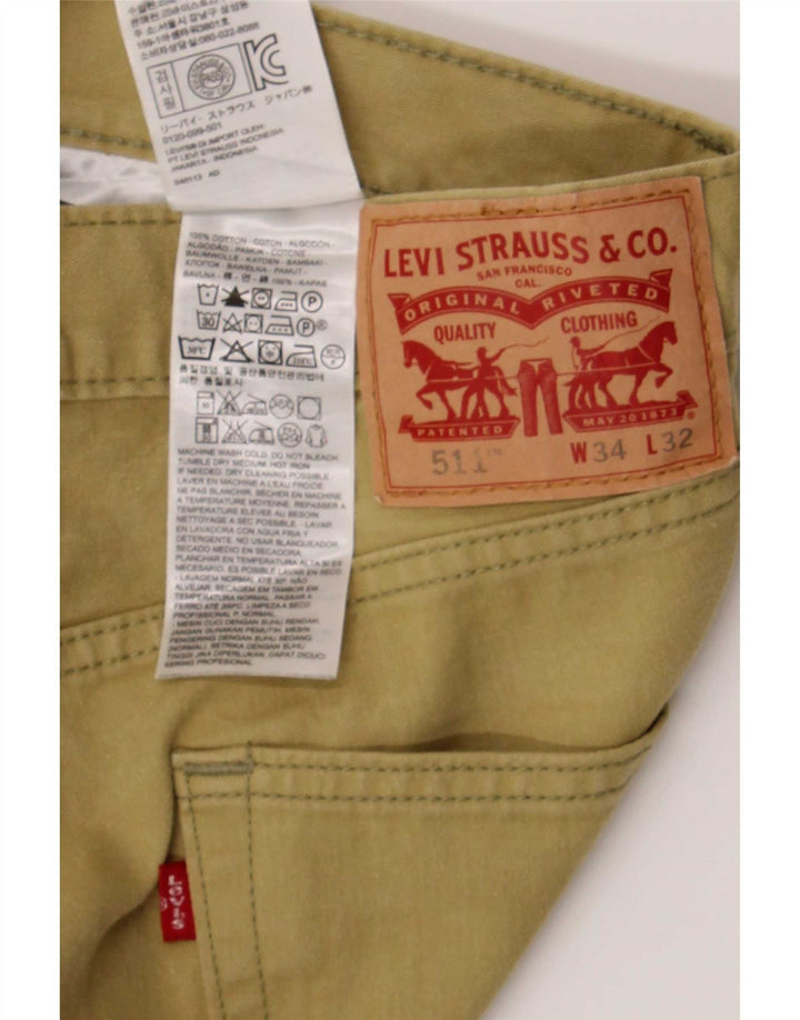 Levi's Herren 511 Slim Jeans W34 L32 Khaki Baumwolle