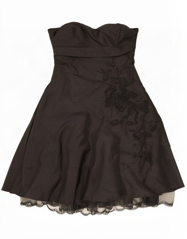 Endora Damen Trägerloses Kleid UK 12 Medium Black Floral Nylon