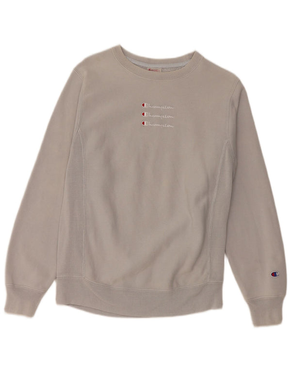 Champion Womens Graphic Sweatshirt Pullover UK 10 Small Grau Baumwolle