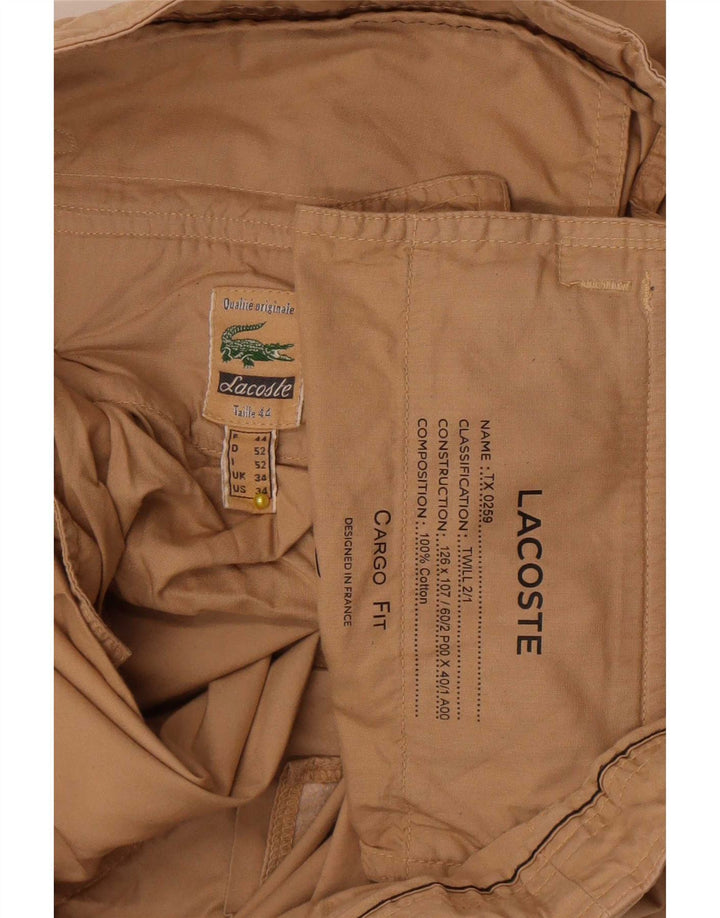 Lacoste Herren-Cargo-Shorts, Größe 44, groß, W34, beige Baumwolle