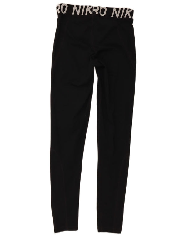 Nike Damen Dri Fit Graphic Leggings UK 12 Mittelschwarzes Polyester
