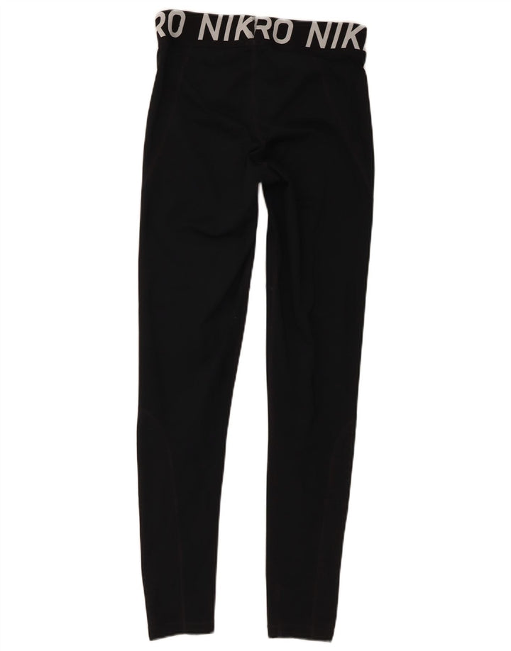 Nike Damen Dri Fit Graphic Leggings UK 12 Mittelschwarzes Polyester