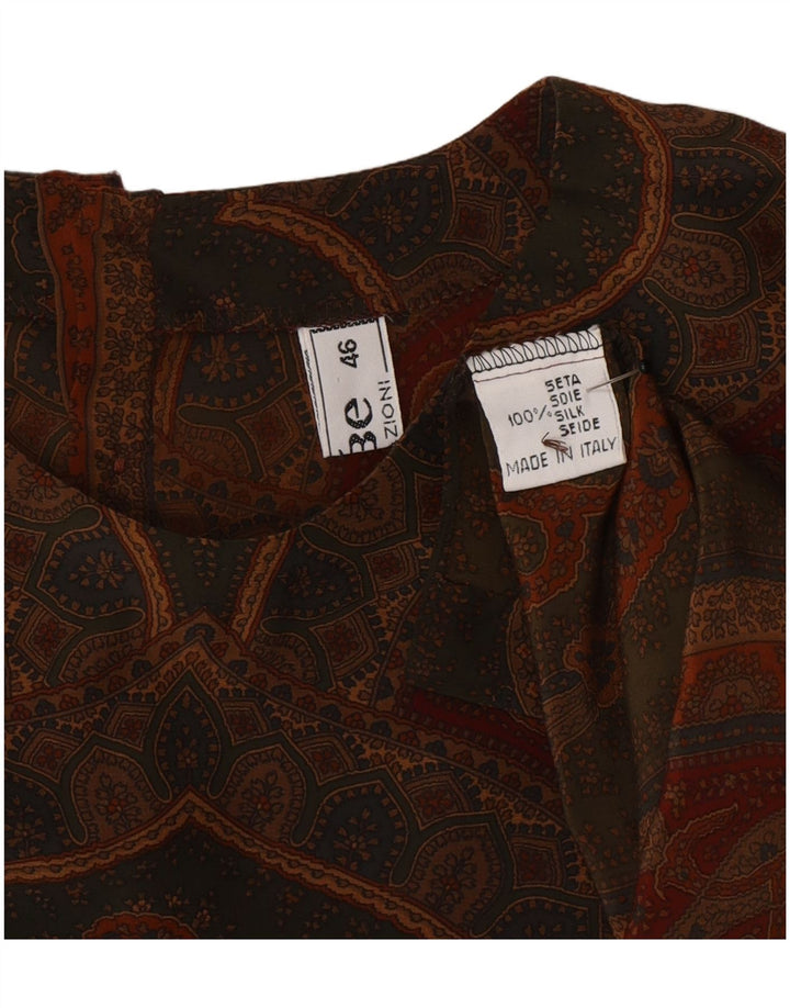Vintage Damen Bluse Top IT 46 Große graue Paisley-Seide