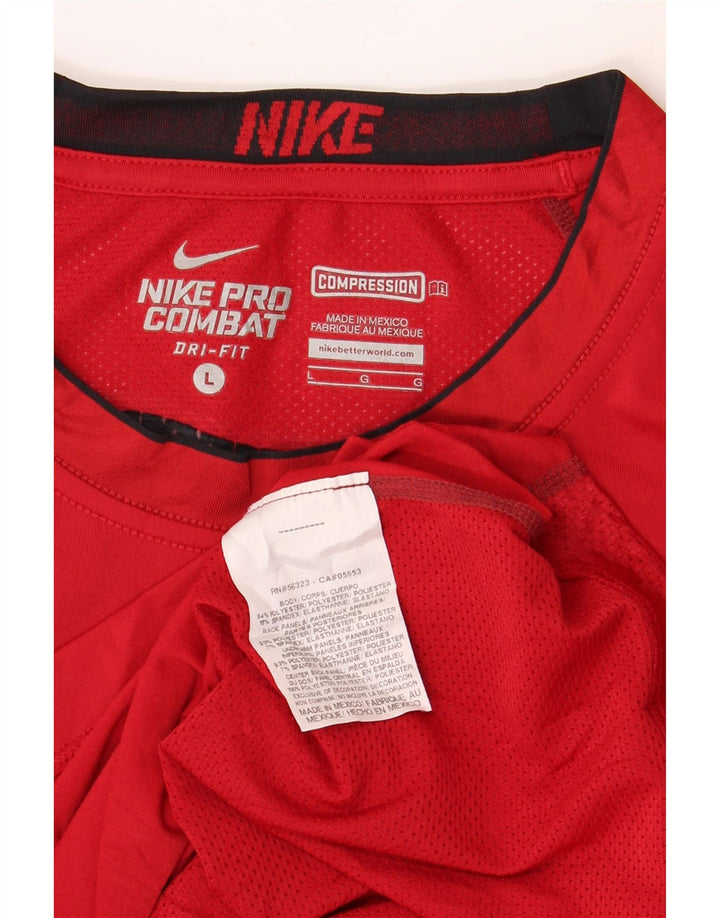 NIKE Damen-Grafikoberteil mit 3/4-Ärmeln, UK-Größe 14, Größe L, Rot, Colourblock-Polyester