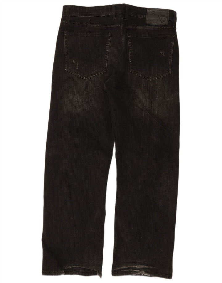 GUESS Herren Straight Jeans W36 L30 Schwarze Baumwolle