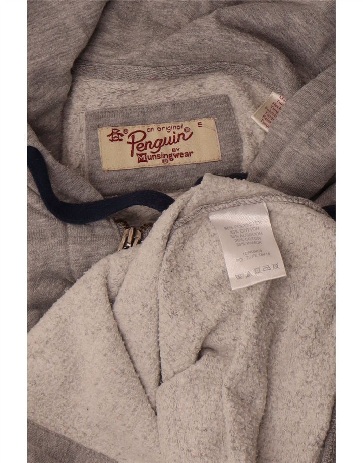 Penguin Herren-Kapuzenpullover mit Reißverschluss, klein, grau, Polyester