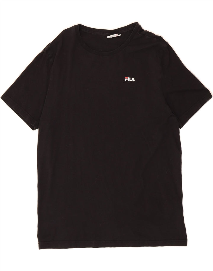 FILA Womens T-Shirt Top UK 16 Large Black Cotton Vintage Fila and Second-Hand Fila from Messina Hembry 