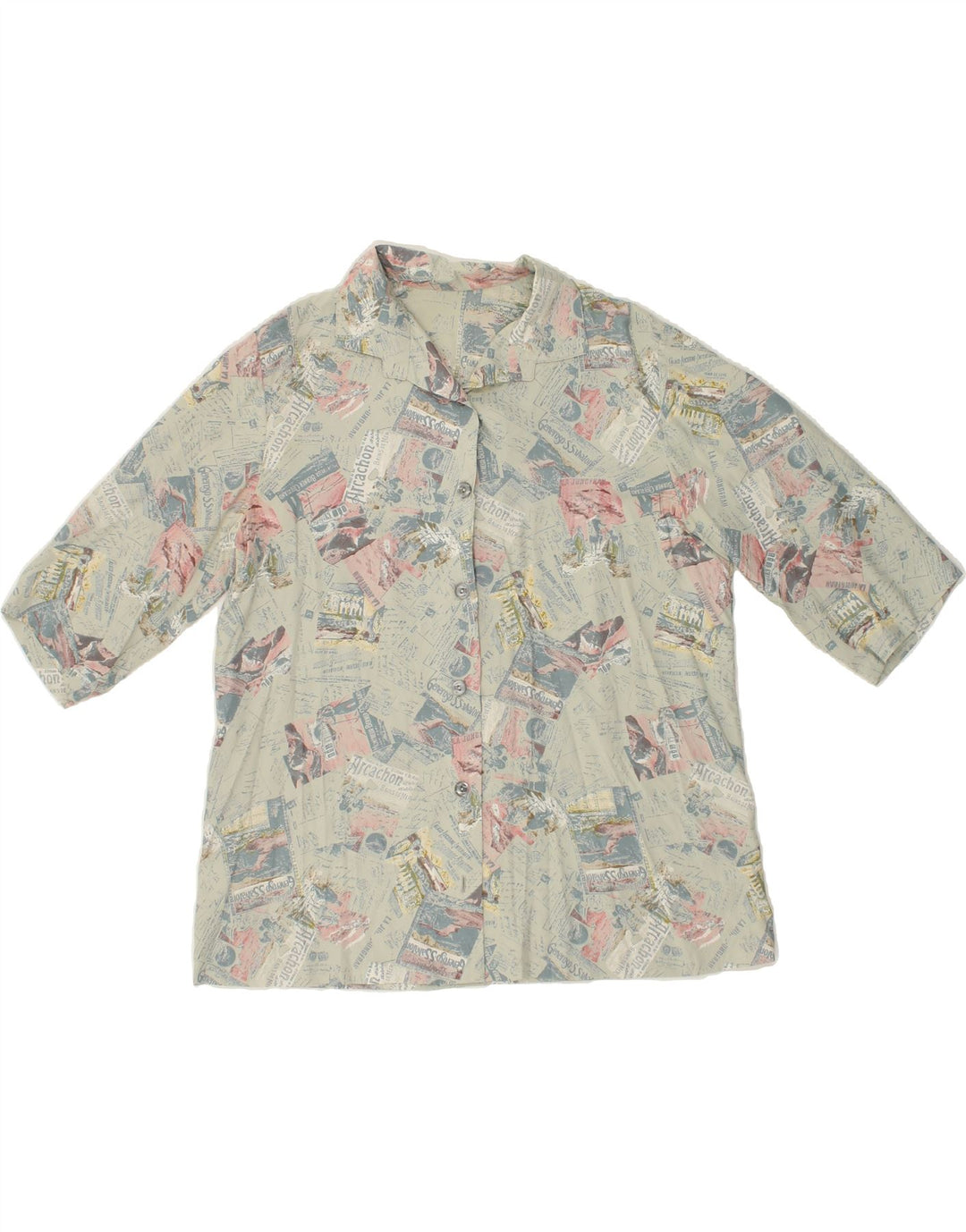 VINTAGE Womens Abstract Pattern Short Sleeve Shirt UK 18 XL Grey | Vintage Vintage | Thrift | Second-Hand Vintage | Used Clothing | Messina Hembry 