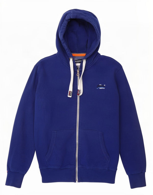 Superdry Herren-Kapuzenpullover mit Reißverschluss, 2XL, blaue Baumwolle