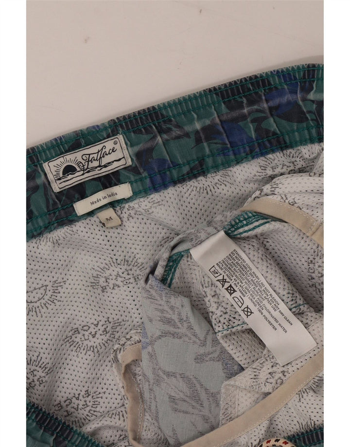 Fat Face Herren-Badeshorts aus mittelgrüner, geometrischer Baumwolle