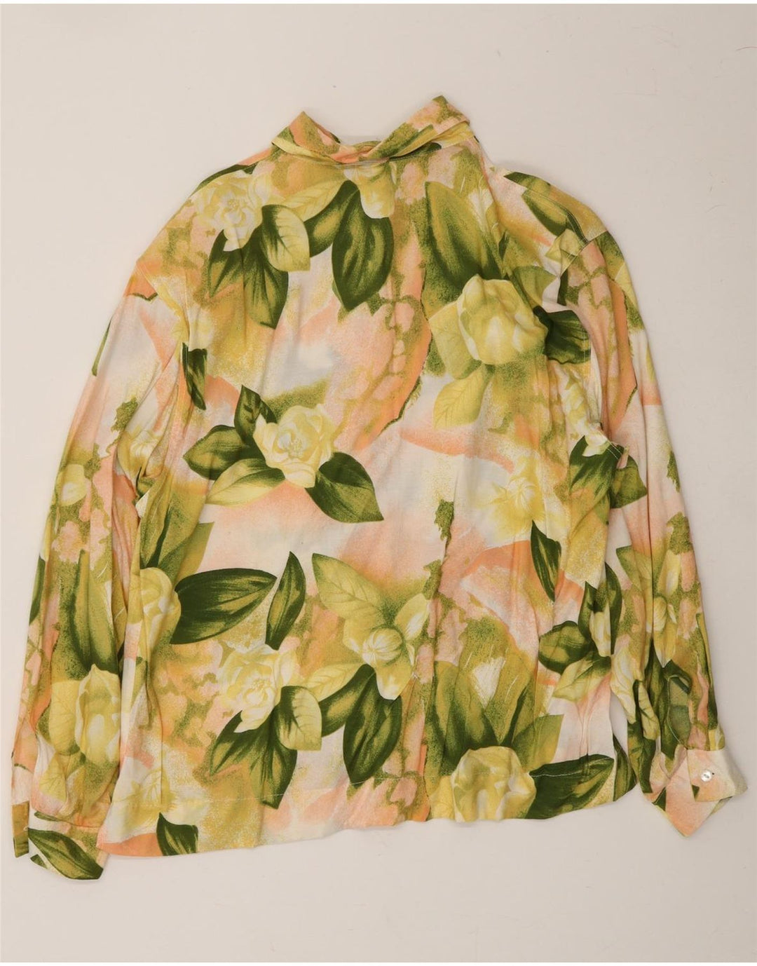 VINTAGE Damen Shirt UK 10 Kleines gelbes Blumenmuster