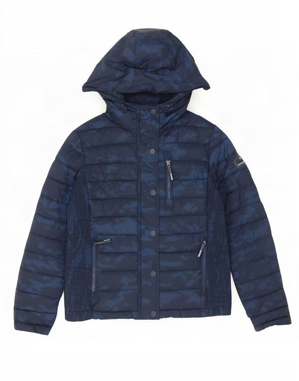 Superdry Wattierte Jacke mit Kapuze für Damen, UK 16, Größe L, Marineblau, Tarnung