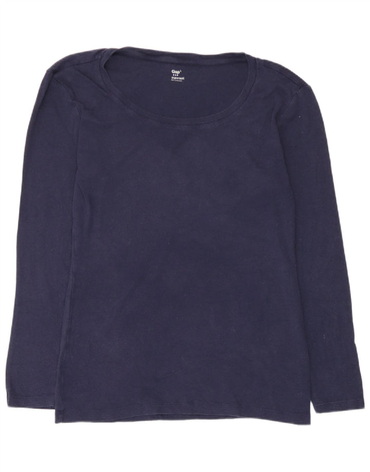 Gap Damen Top Langarm UK 14 Large Marineblau Baumwolle