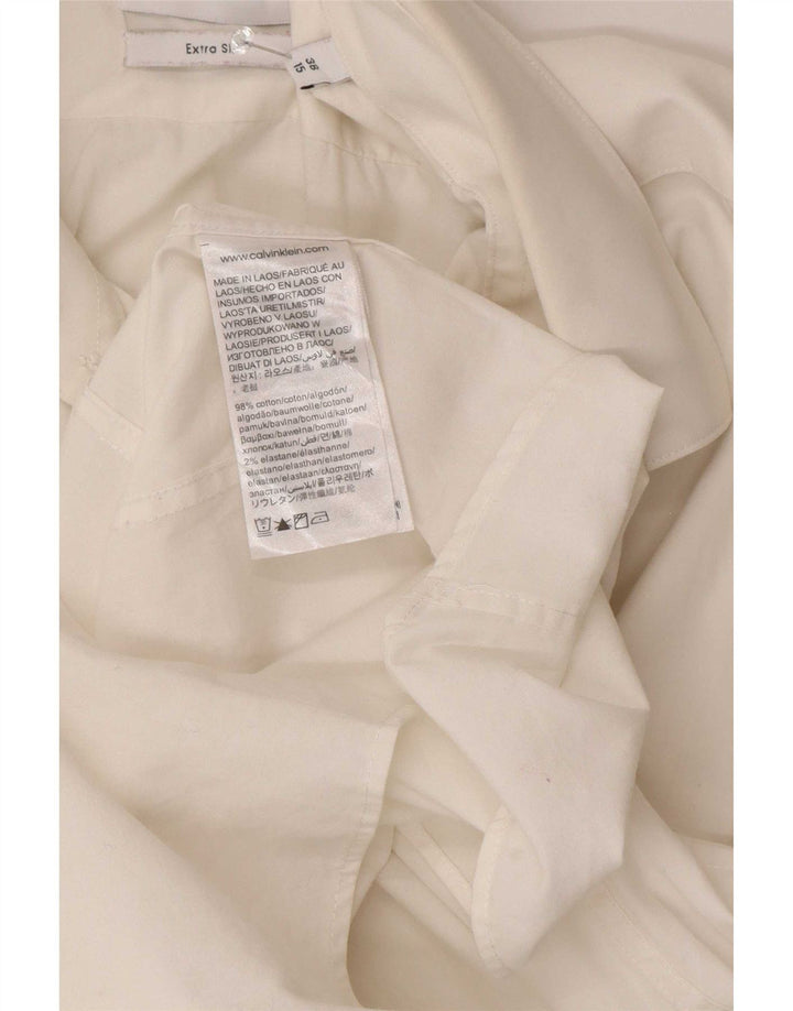 Calvin Klein Herren Slim Fit Hemd Größe 38 15 Mittelweiße Baumwolle
