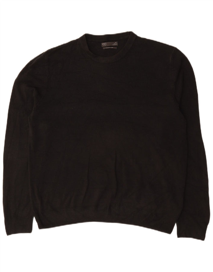 Marks & Spencer Herren-Pullover mit Rundhalsausschnitt, XL, schwarzes Acryl