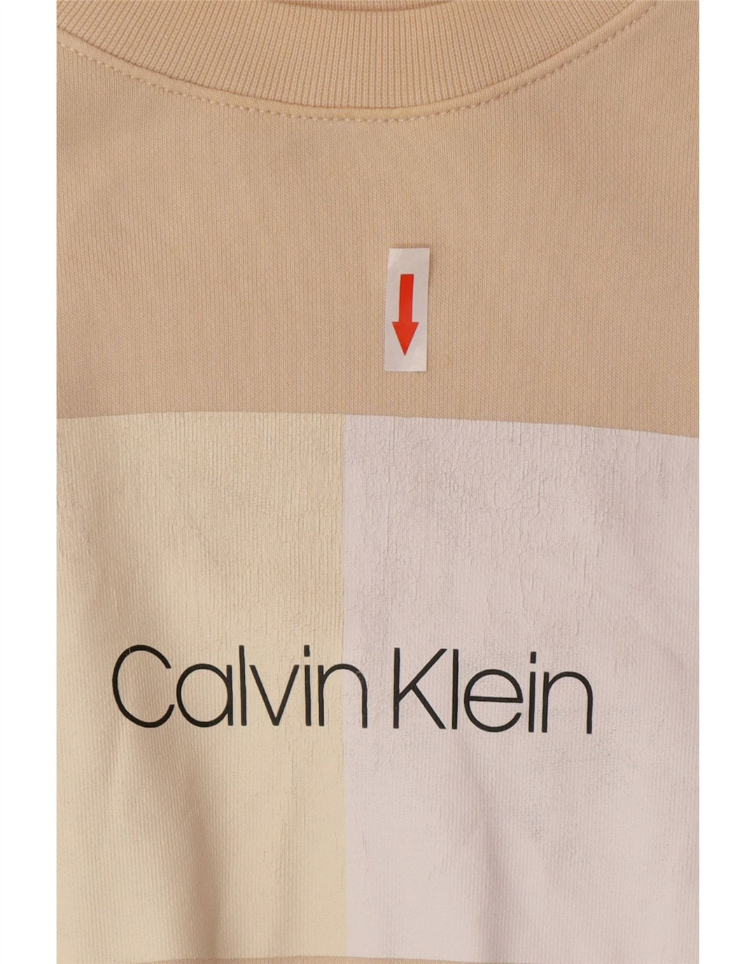 Calvin Klein Damen-Sweatshirt mit Grafik, übergroß, Gr. 10, Größe S, Beige