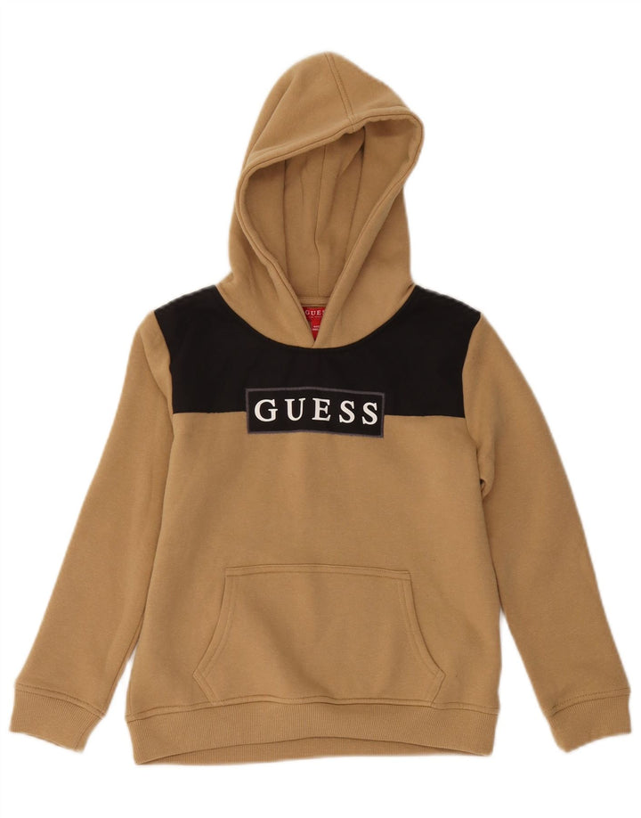 GUESS Kapuzenpullover mit Grafik für Jungen, 7–8 Jahre, Beige, Colourblock-Baumwolle