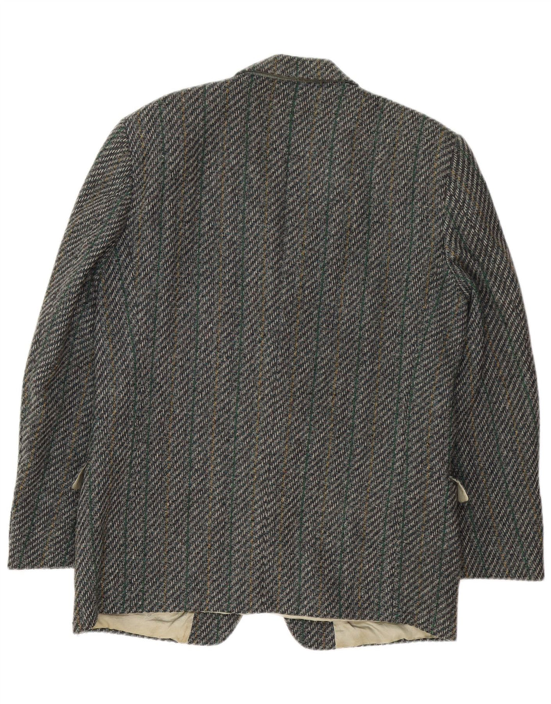 Facis Herren-Blazer mit 2 Knöpfen, IT 52 XL, graue Wolle mit Fischgrätenmuster