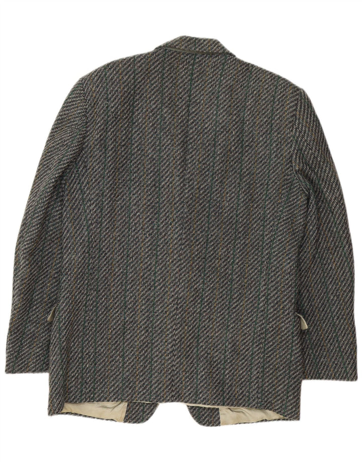 Facis Herren-Blazer mit 2 Knöpfen, IT 52 XL, graue Wolle mit Fischgrätenmuster