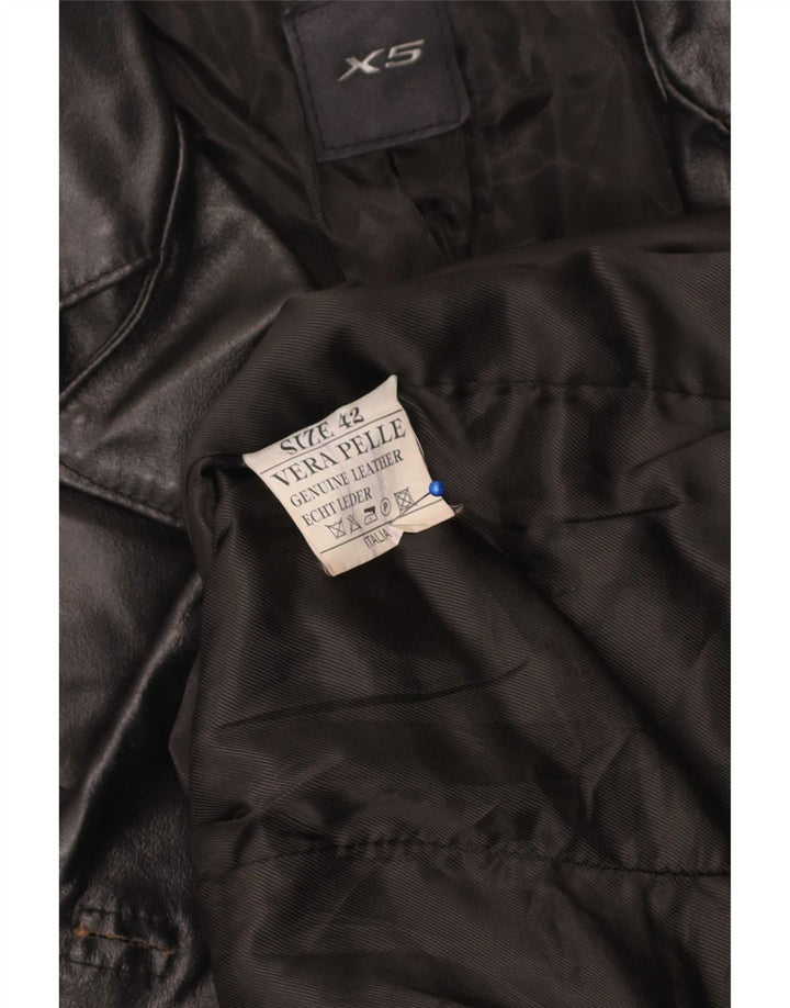 Vintage Damen Ledermantel IT 42 Mittelschwarzes Leder
