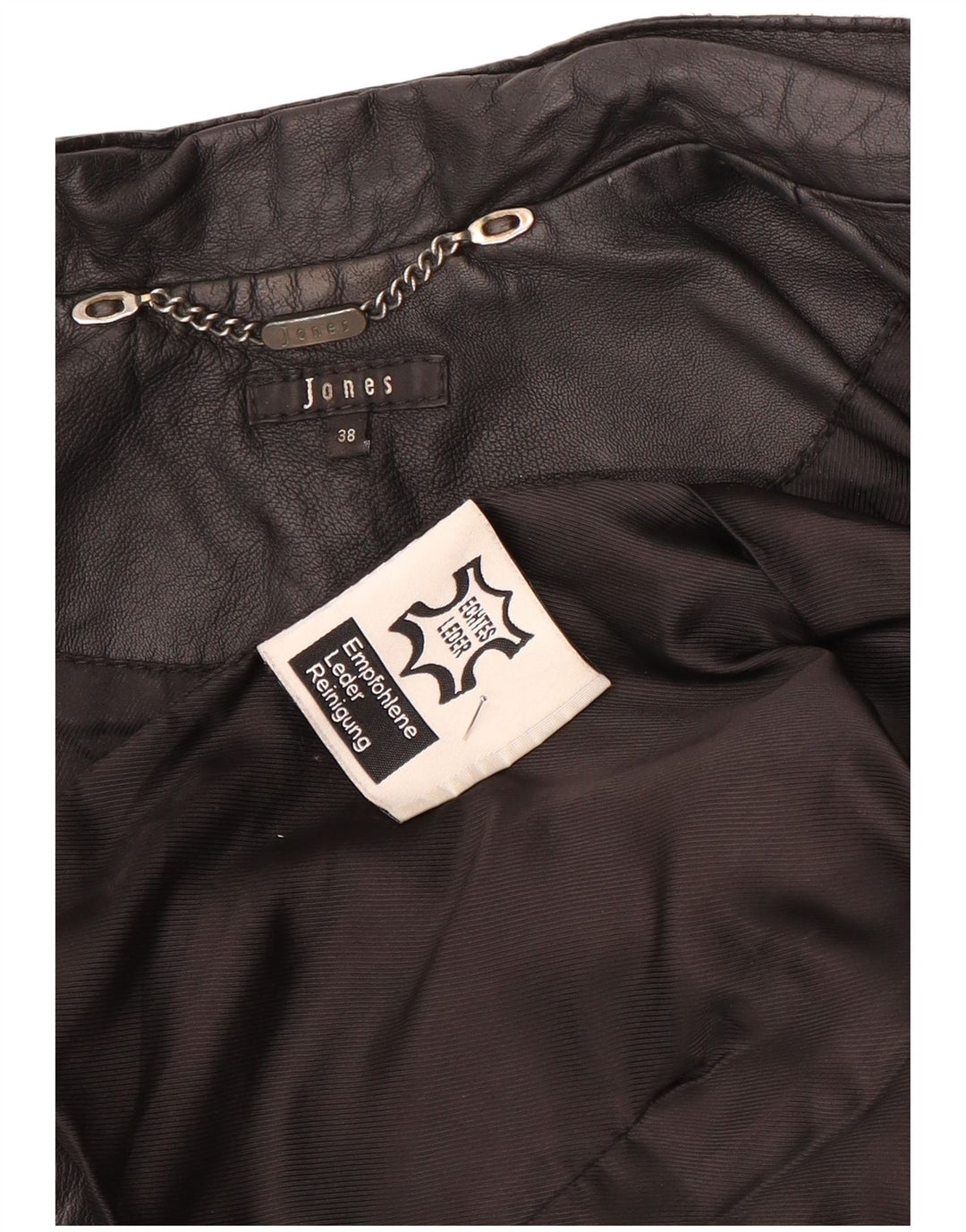 Jones Womens Crop Leder Bikerjacke EU 38 Mittelschwarzes Leder