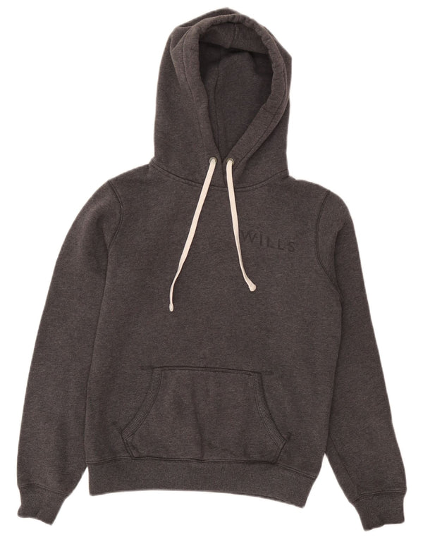 JACK WILLS Damen Kapuzenpullover mit Grafik, UK 14, Mittelgrau