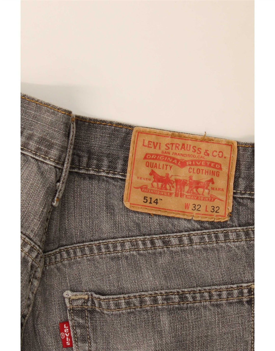 Levi's Damen 514 Straight Jeans W32 L32 Graue Baumwolle
