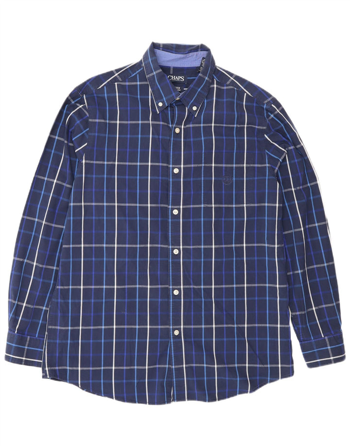 Chaps Herren-Hemd, pflegeleicht, mittelgroß, marineblau, kariert, Baumwolle