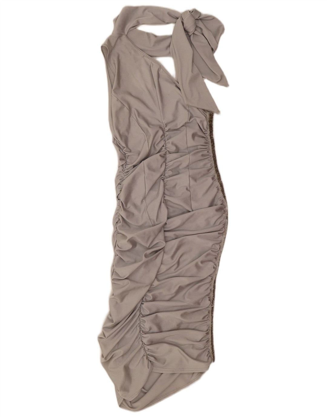 Vintage Damen One-Shoulder-Kleid UK 12 Medium Silber Polyamid