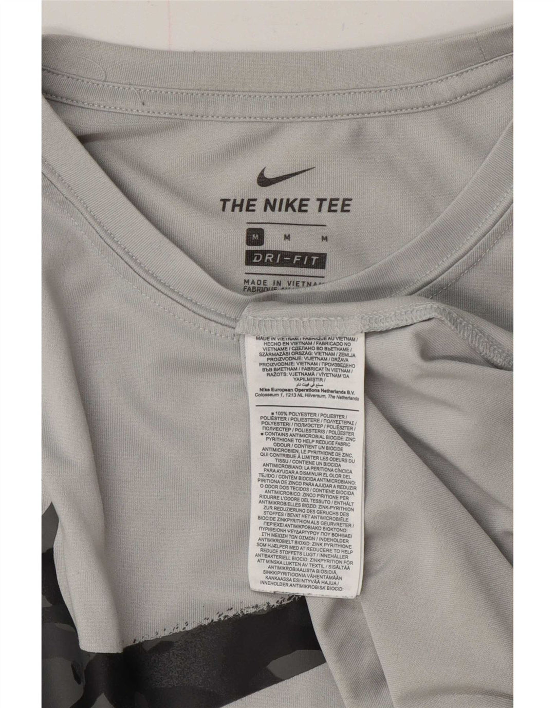 Nike Herren Dri Fit Grafik-T-Shirt-Oberteil aus mittelgrauem Polyester