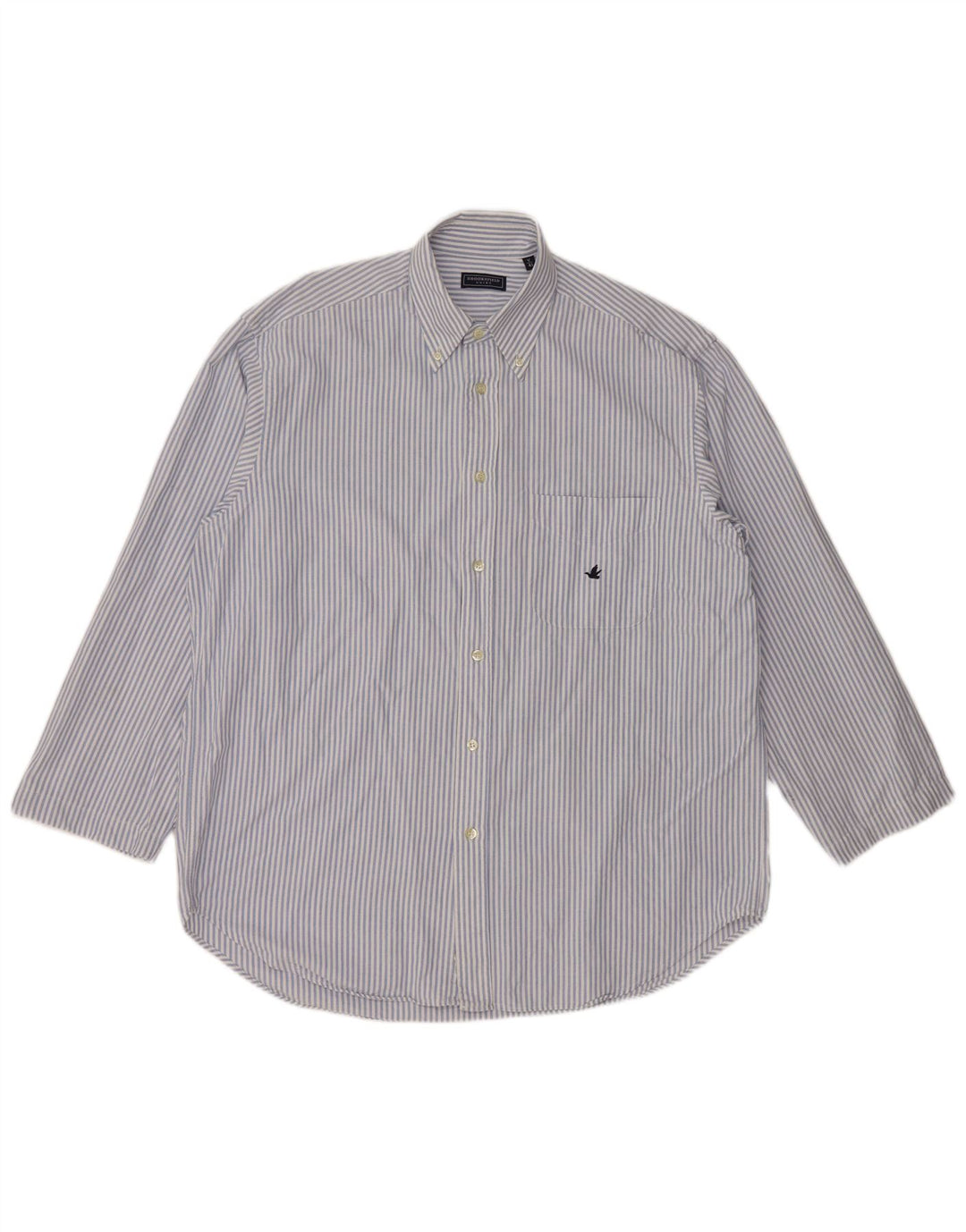 BROOKSFIELD Herrenhemd Größe 41 Mittelblaue Nadelstreifen-Baumwolle