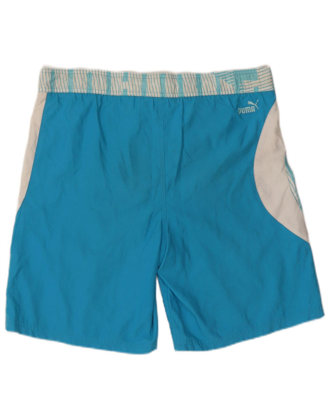 Puma Herren-Badeshorts mit Grafik, mittelblaues Farbblock-Polyester