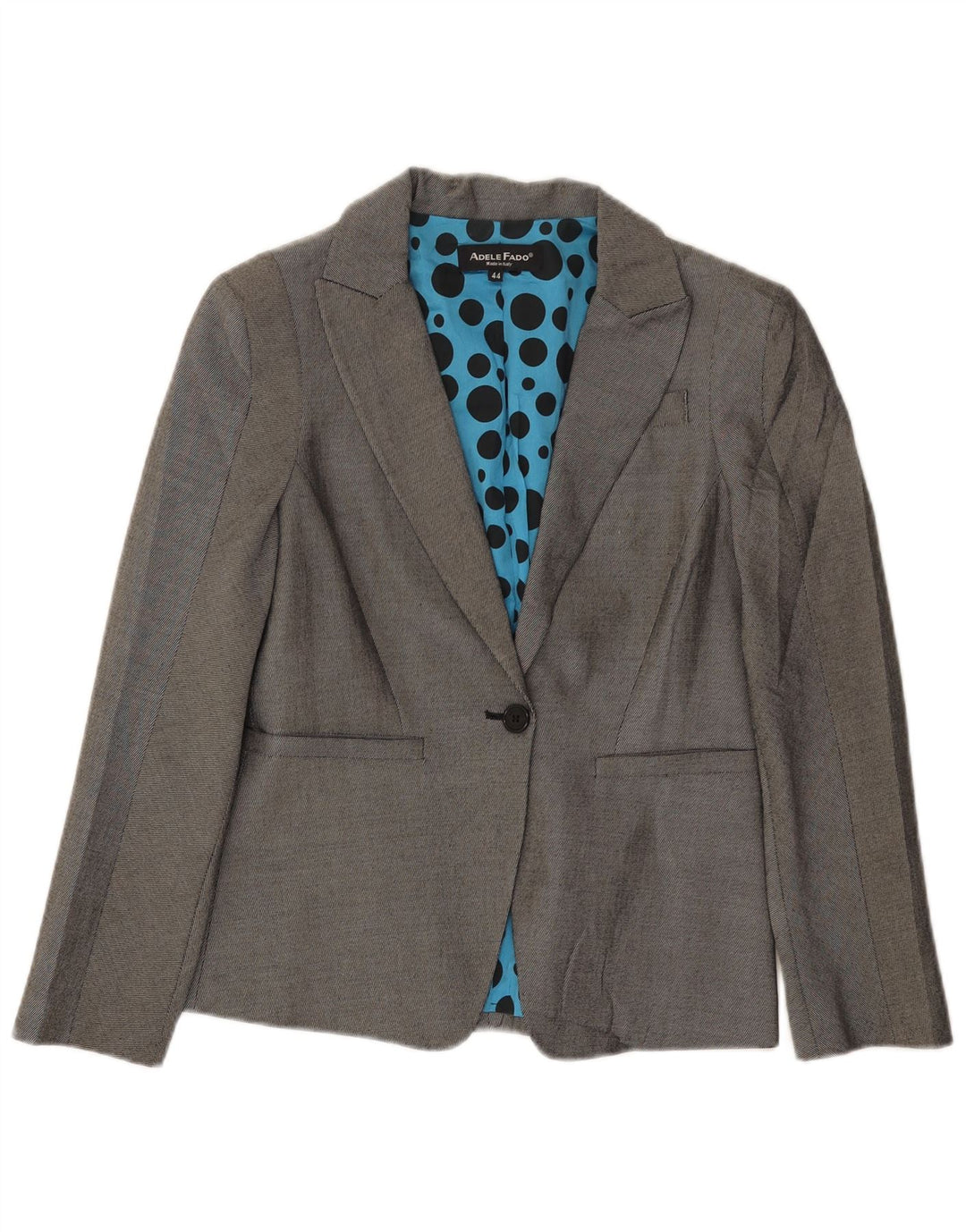 Adele Fado Damen 1-Knopf-Blazerjacke IT 44 Mittelgraue Wolle